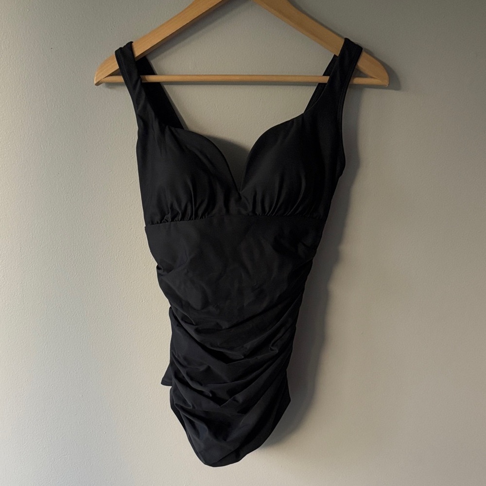 Miraclesuit Swimsuit Size 10 Black Slimming One Piece
